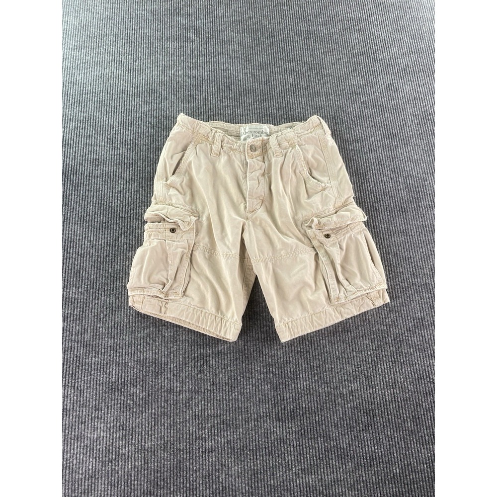 Vintage Abercrombie & Fitch Shorts Men 31 Beige Button Fly Paratrooper y2k